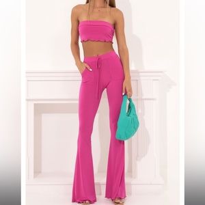 Lucy in the Sky Two Piece Kimmy Pant Set in Pink Size XS